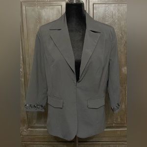 Attention Tuxedo black jacket w/ flowers sequence on cuff - size Large